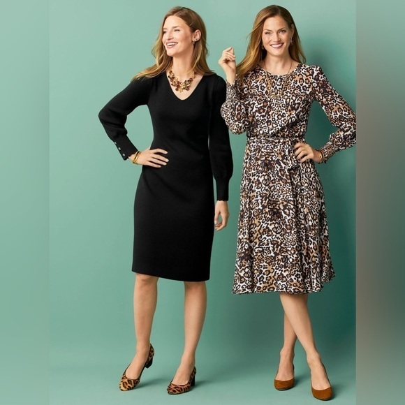 Like New, Talbots V-neck Soft Merino Wool Sweater Dress in Gray, Small Petite - Picture 6 of 6